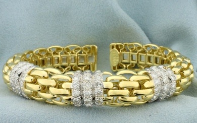 Designer 3ct TW Diamond Ivan & Co. Panther Link Bangle Bracelet in 18K Yellow Gold