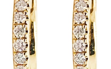 Diamond Huggie Earrings 14 Karat Gold .15 Carat Diamond Mini Hoops Ear Huggies