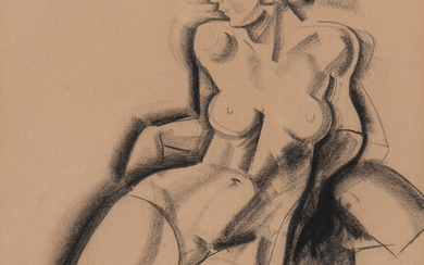 Lain Macnab, seated nude, charcoal