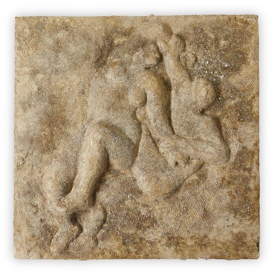 Donated to the Royal Society of Sculptors: Neale Andrew MRSS, British b.1958 - Couple Relief; composite stone, H30.2 x W30 x D3.5 cm (ARR)