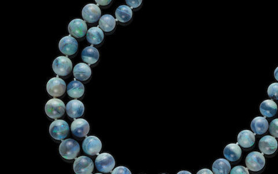 Double-Strand Black Opal Bead Necklace