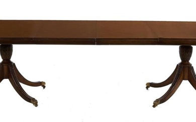 EJ Victor inlaid mahogany pedestal dining table