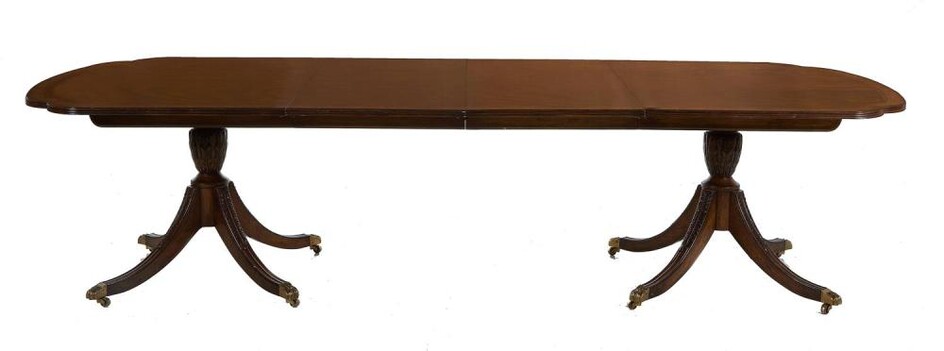 EJ Victor inlaid mahogany pedestal dining table
