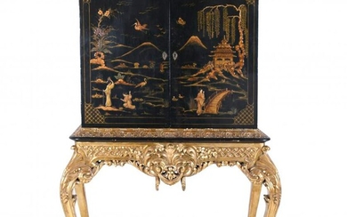 ENGLISH ORIENTAL-STYLE CABINET ON A CONSOLE, LATE 19TH CENTURY.