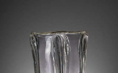 ERCOLE BAROVIER Square section vase decorated with applications on the four sides for Ferro Toso