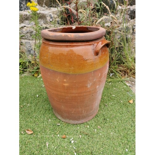 Early 20th C. glazed terracotta jar {47 cm H x 36 cm Dia.}.