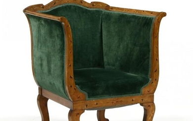 Edwardian Inlaid Mahogany Library Chair