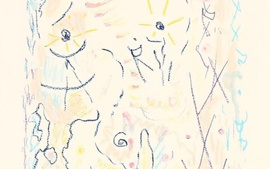 Egill Jacobsen: Untitled. Signed E.J. 78. Coloured crayon on paper. Sheet size 32×24 cm.