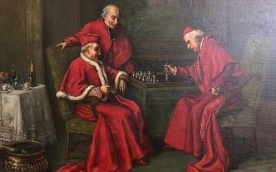 Emile Valentin Cardinal (1883-1958) - Chess match at tea time , in the Vatican
