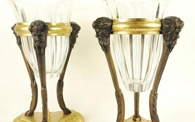 Empire-Style Bronze-Mounted Glass Urns