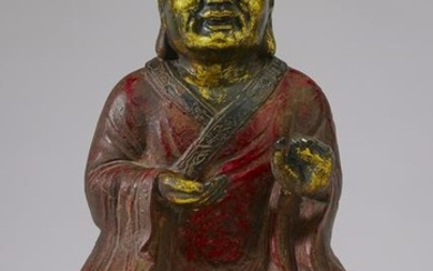 Enameled and gilded cast metal Buddha