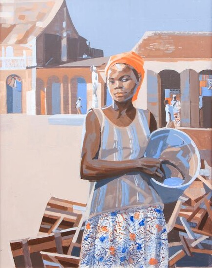 Ernest Crichlow Haitian Noon Oil Painting