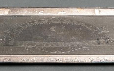 Etched Aesthetic Movement Silver Plate Tray