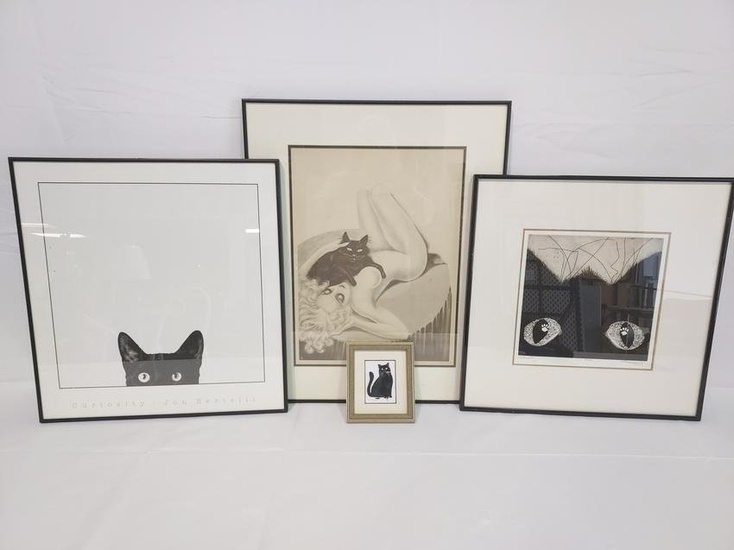 FOUR CAT THEMED PRINTS: MAXWELL, ETC.