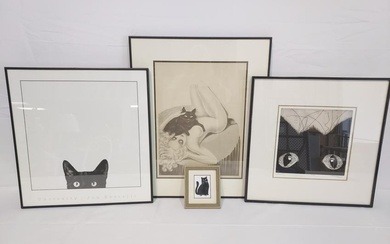 FOUR CAT THEMED PRINTS: MAXWELL, ETC.