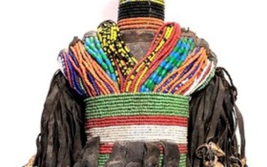 Fertility Cult Figure - wood, string, beads, leather, cauris - Fali - Cameroun