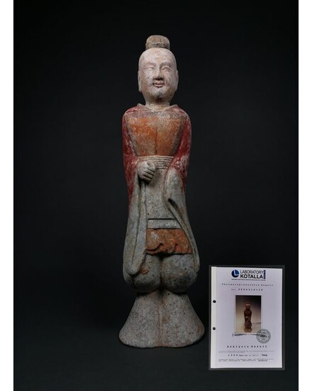 Figure of an Attendant - Grey Pottery - China - Han Dynasty (206 B.C.- 220 A.D.)
