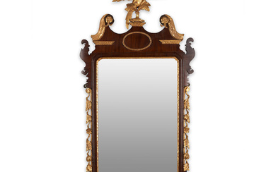 Fine Chippendale Parcel-gilt and Mahogany-veneered Pine Mirror, attributed to Nathan...