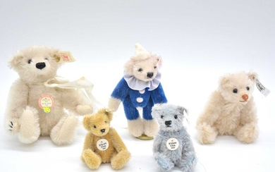 Five Steiff Germany teddy bears, 672712, 661815, 420092, 420429, 651915