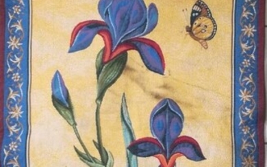Fleurs d'iris Tapisserie H : 112 cm L :... - Lot 61 - De Baecque et Associés