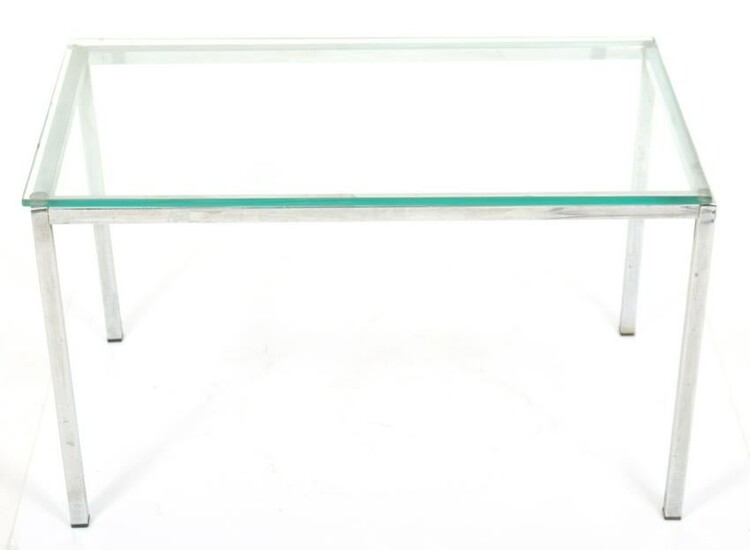 Florence Knoll Style Glass & Chrome Coffee Table
