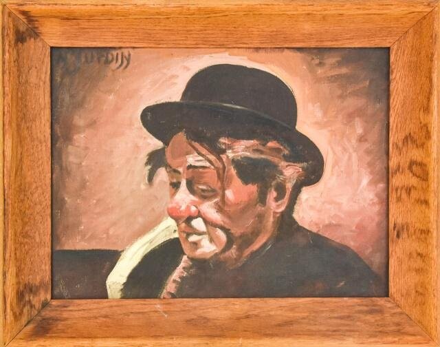 Framed, Signed Acrylic Painting of Clown