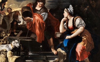 Francesco Solimena, 1657 Canale di Serino – 1747 Barra di Napoli, zug., JAKOB UND RAHEL AM BRUNNEN
