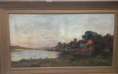 Frank Dickson (1852-1936) oil on canvas, harbour scene, possibly Bosham