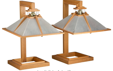 Frank Lloyd Wright (1867-1959), Pair of Table Lamps for Focus House (circa 1986)