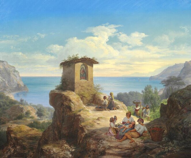 NOT SOLD. Frederik Storch: Italian landscape at Salerno Bay. Signed and dated F. Storch 1865. Oil on canvas. 80 × 95 cm. – Bruun Rasmussen Auctioneers of Fine Art