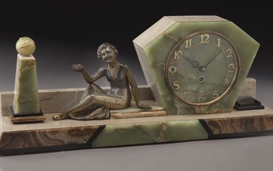 French Art Deco marble clock