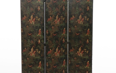 French Chinoiserie Style Three Panel Folding Screen