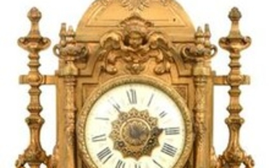 French Gilt Bronze Cartel Clock