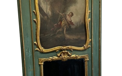 French Painted Trumeau Mirror painting - oil on wood /...