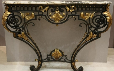 French Regence Wrought Iron Marble Console