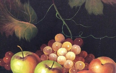 G. Morra, a 20th century, oil on canvas, Still life of fruit, signed, in gilt frame. 40 x 30cm