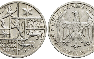 GERMANIA. Repubblica di Weimar (1919-1933). 3 Marchi 1927 A -...