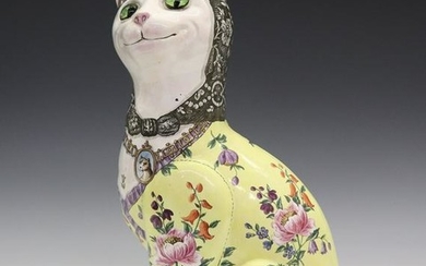 Galle Faience Cat