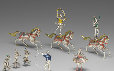 Gene Moore for Tiffany & Co., Group of silver and enamel circus figures: Animal trainers