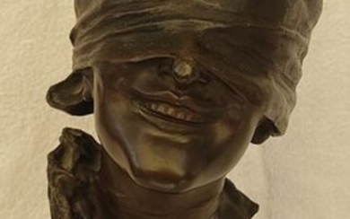 Giuseppe Renda (1859 – 1939) - Fonderia Lagana - Sculpture, the blindfolded goddess - 30 cm - Bronze - First half 20th century