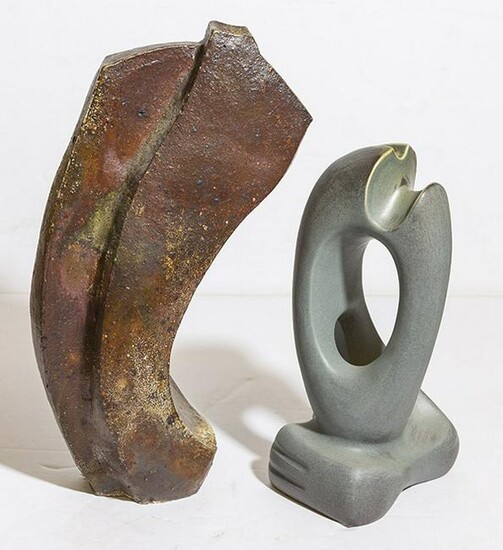 Glazed Stoneware Sculpture & Sculptured Vase