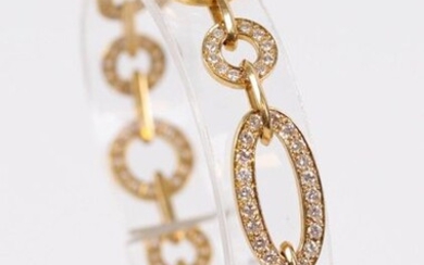 Gold bracelet (750) set with 174 small diamonds. L : 16 cm, Weight 15.5 gr.
