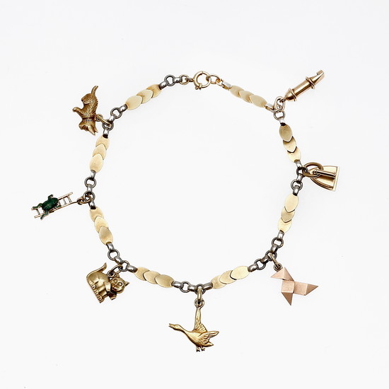 Gold bracelet with charms.