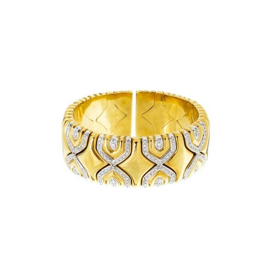 Gold slave bracelet with diamonds