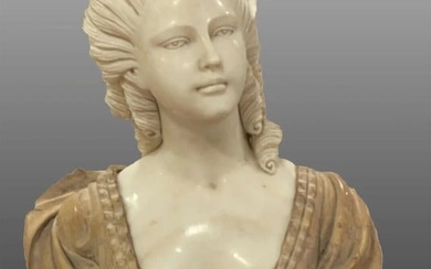 Gorgeous Dense Hand Carved Marble Bust of Marie Antoinette