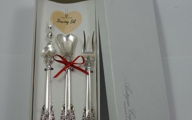 Grande Baroque by Wallace Sterling Silver I Love You Serving Set Valentines Gift