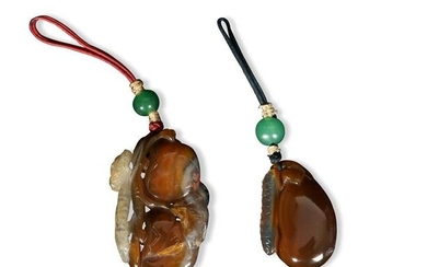 Group of 2 Agate Toggles, 19th Century