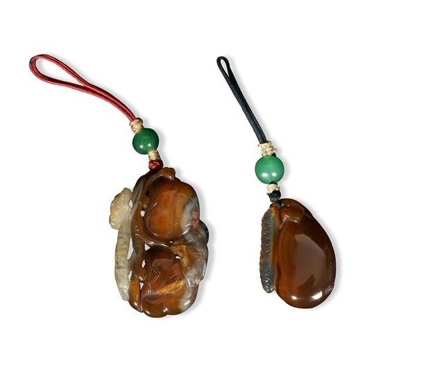 Group of 2 Agate Toggles, 19th Century