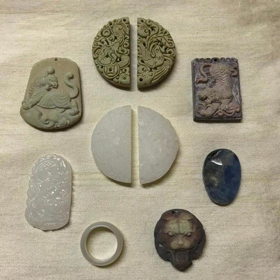Grouping of Chinese Carved Stone Medallions, Plaques