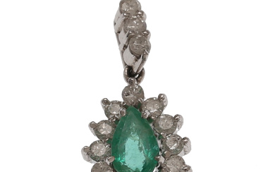 H. STERN. Emerald and diamonds rosette pendant.